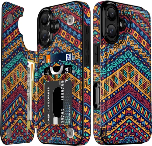 Vista 165 de LETO para iPhone 15 Pro Funda tipo cartera - Tapa tipo folio con patada - Diseños de moda - Tarjetero - Funda protectora para mujeres y niñas - 6.1