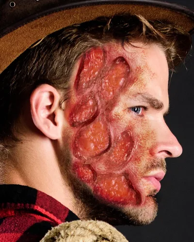 Vista 3 de Libima Máscara de prótesis de Halloween, disfraz de asesino aterrador, disfraz de Halloween, heridas de látex, máscara de miedo, accesorios