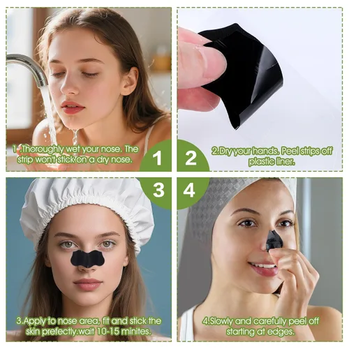 Vista 5 de 70 tiras de poros de puntos negros, tira facial de carbón de bambú para puntos negros, cinta de cabeza negra para todo tipo de piel, removedor