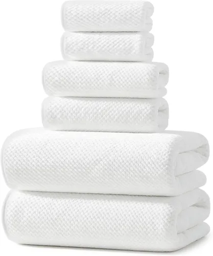 Vista 9 de REDKISS Juego de toallas de baño de 6 piezas, 2 paños de baño, 2 toallas de mano, 2 toallas de baño, forro polar coral ultra fibra, súper