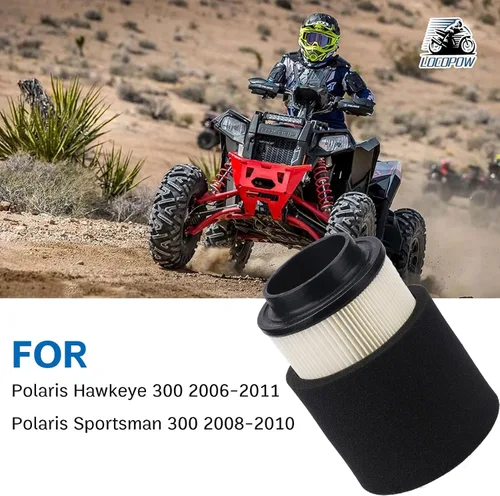 Vista 3 de Hawkeye 300 Filtro de aire para Polaris Hawkeye 300 2x4 4x4 Sportsman 300 2006 2007 2008 2009 2010 2011 con filtro de aceite KN303 2520799 3084963