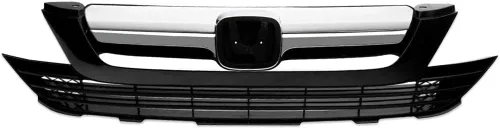 Vista 9 de PIT66 Protector de parrilla de parachoques delantero superior e inferior, compatible con Honda CRV 07-09 negro/cromo