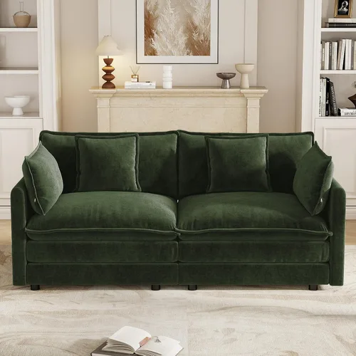 Vista 44 de Sofá modular de felpilla de 111.4 pulgadas, moderno juego de sofá de 3 asientos con asiento profundo, cómodo sofá nube con cojín de espuma doble