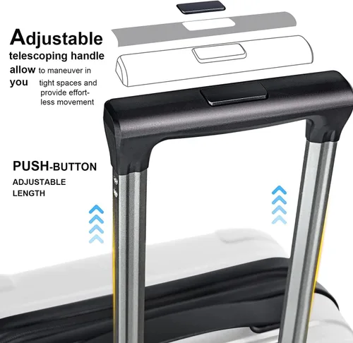 Vista 4 de Feybaul Maleta de equipaje PC+ABS con bloqueo TSA extensible de carcasa dura con ruedas giratorias de 20 pulgadas, 24 pulgadas, 28 pulgadas, Blanco
