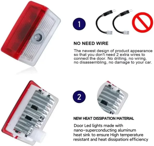 Vista 2 de 4 Piezas YYXSYY Proyector de Logo de Luz de Puerta A B C E M G GL GLA GLC Lámpara de Bienvenida Kit de Luces de Puerta Compatible con Accesorios GLE