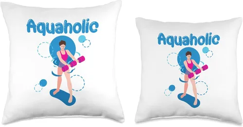 Vista 3 de Aerobic Exercise Fitness Water Aerobics Aquarobics Aquatic Fitness Water Aerobics Aquaholic - Almohada de 16 x 16 pulgadas, multicolor