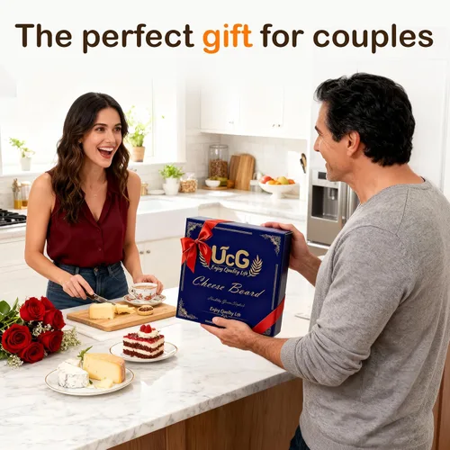 Vista 2 de UTCG Regalos de Tabla de Charcutería para Mujeres: Tabla de Queso Plegable de Bambú con Juego de Cuchillos - Regalo Único de Intercambio de Regalos