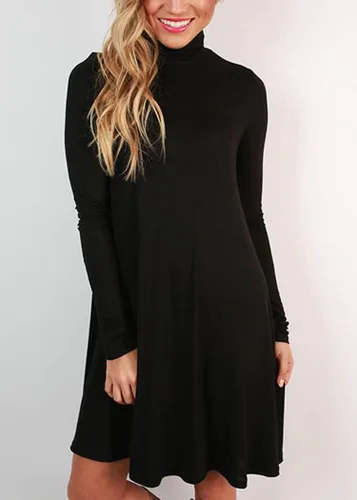 Vista 5 de Vestidos tipo camiseta de manga larga con cuello alto para mujer
