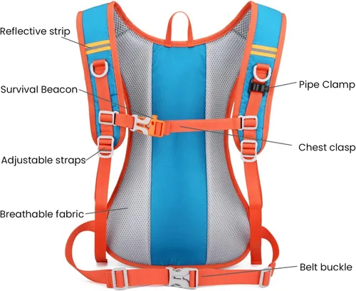 Vista 7 de Mochila de hidratación de 12L para mujeres y hombres, chaleco ligero para correr con bolsa de agua de 2 litros, paquete de agua para senderismo