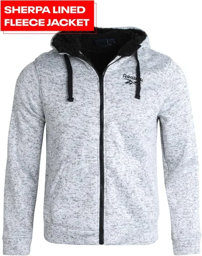 Vista 2 de Reebok Chaqueta de forro polar para hombre - Chaqueta de forro polar con cremallera - Abrigo de forro polar pesado para hombre (M-XXL)