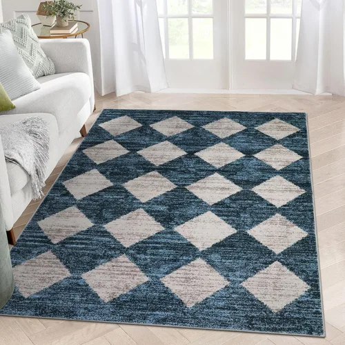 Vista 31 de Lahome - Tapete con diseño de entramado marroquí, a cuadros, pequeño, suave y antideslizante, moderno, resistente a las manchas, para puerta Negro