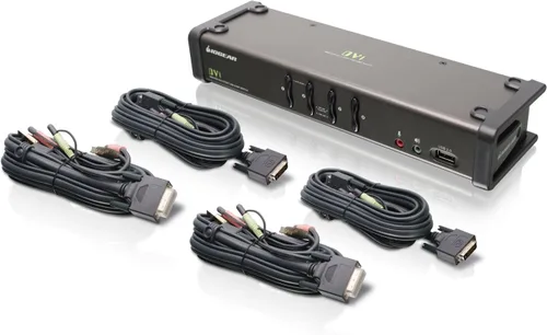 Vista 4 de IOGEAR Conmutador KVMP DVI de 2 puertos con juego completo de cables, (compatible con GCS1102 TAA), negro