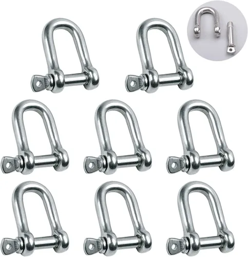 Vista 8 de Grillete en forma de D de acero inoxidable 304 5/32", 1/4", 5/16", 3/8", 9/16", para cadenas, cable de alambre, elevación, camping al aire libre