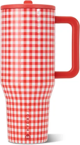 Vista 45 de HydroJug Traveler - Botella de agua de 40 onzas con asa y pajita abatible - Cabe en portavasos, vaso resistente a fugas - Reutilizable, aislado