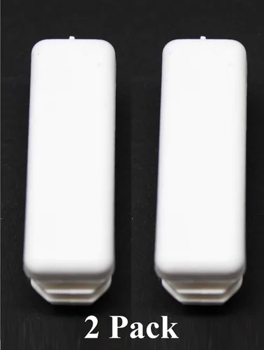 Vista 2 de Tapa rectangular blanca de plástico de 1/2 x 1-1/2 pulgadas, tapón de acabado, tapa de extremo de tubo de tubo, universal para silla duradera (2)