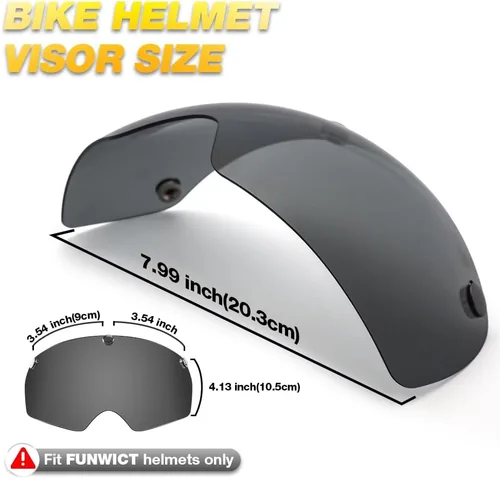 Vista 7 de Gafas de casco de bicicleta magnéticas, viseras solares extraíbles/desmontables para casco de bicicleta FW001 Impact-Resistant PC, Magnetic