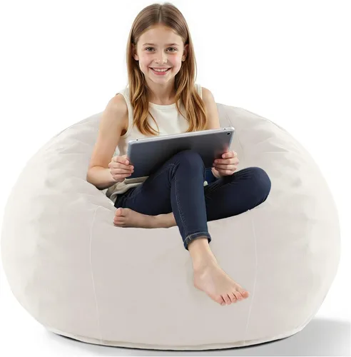Vista 14 de HABUTWAY Silla de Puf de 2 Pies, Puf de 2' de Sillones Pequeños con Relleno, Silla de Puf en Forma de Lágrima de Terciopelo Ultra Suave con Funda