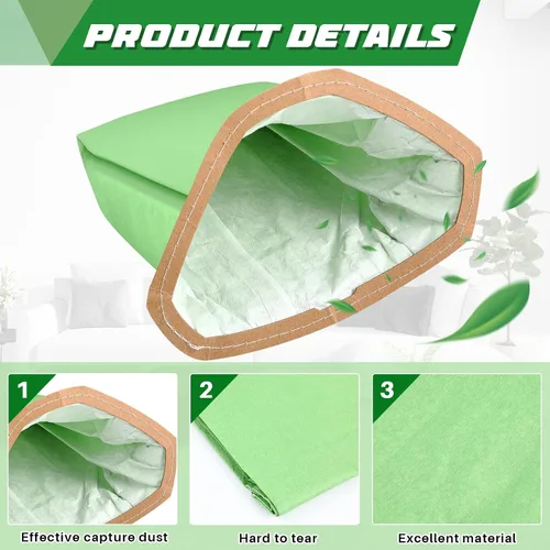 Vista 3 de Therwen 30 Pcs Micro Filter Bags Compatible with Proteam Backpack Vacuum Cleaner Filter Bags Replacement, Open Triangular Collar (3qt,107666)