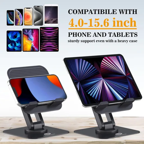 Vista 3 de OCYCLONE Soporte para iPad, soporte plegable ajustable giratorio de 360° para tablet iPad compatible con Kindle Tablet iPad de 4 a 15.6 pulgadas