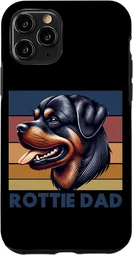 Vista 27 de Rottweiler Dad Rottie Father Dog Parent Father's Day Retro Case for iPhone 16