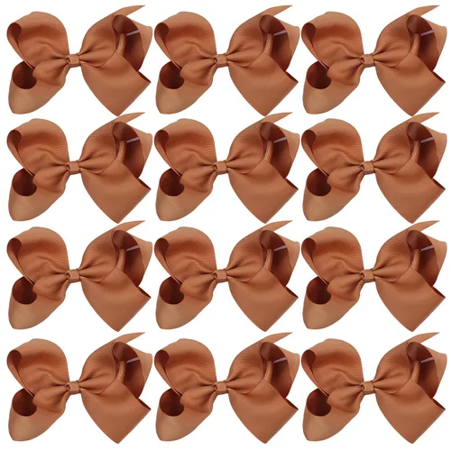 Vista 15 de Lazos para el cabello de 4 pulgadas para niñas y bebés, 12 unidades, color sólido (verde manzana)