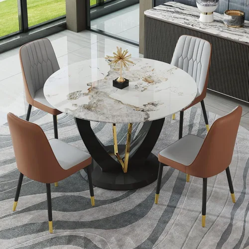 Vista 17 de gopop Juego de mesa de comedor redonda para 4, juego de mesa de comedor
