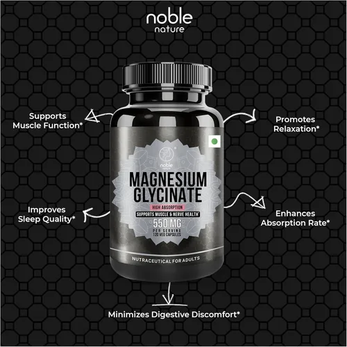 Vista 5 de Glicinato de magnesio de alta absorción 550mg - 120 cápsulas vegetales - 4 meses de suministro