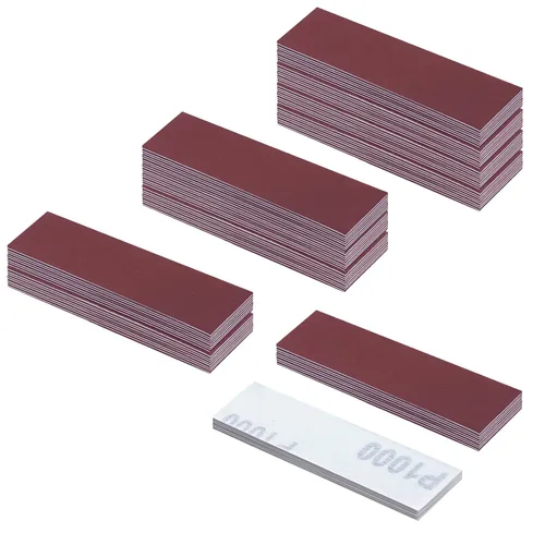 Vista 4 de Kit de 100 piezas de papel de lija de microdetalles de 3.5 x 1.2 pulgadas, tiras de papel de lija de gancho y bucle, grano 80, micro acabado