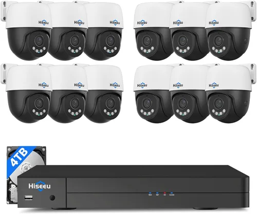Vista 13 de Monitor de 12 pulgadas + seguimiento humano: sistema de cámara de seguridad Hiseeu 4K PoE, 6 cámaras de seguridad PoE PTZ de 5 MP, monitor todo