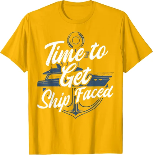Vista 6 de Time to Get Ship Faced Holiday Hilarante Nautical Sailing Camiseta, Negro, S