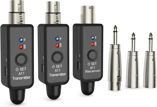 Vista 11 de Sistema de micrófono inalámbrico A11, transmisor y receptor XLR de 2.4 GHz para micrófono dinámico, mezclador de audio, sistema PA, rango de 100