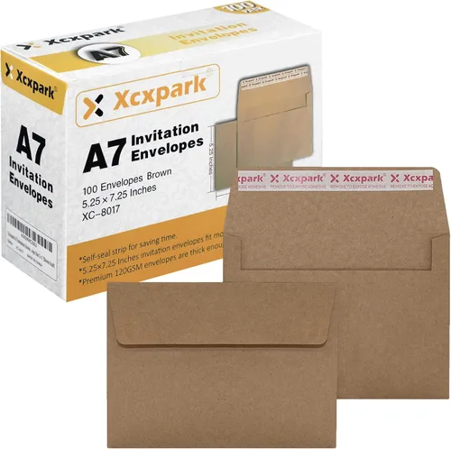 Vista 9 de Xxcxpark 100 unidades de sobres de invitación imprimibles A6 4.75x6.5 pulgadas, sobres autoadhesivos de 120GSM de papel kraft marrón