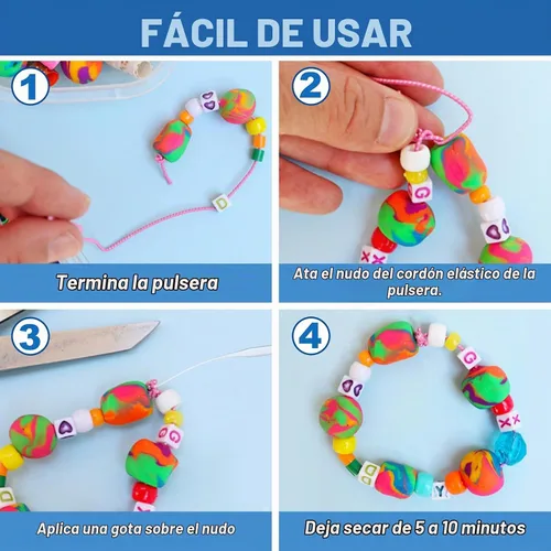 Vista 4 de Meuvcol Pegamento para pulsera de joyería para nudo elástico, 2 piezas de pegamento de cuentas de arcilla transparente para abalorios de cuentas