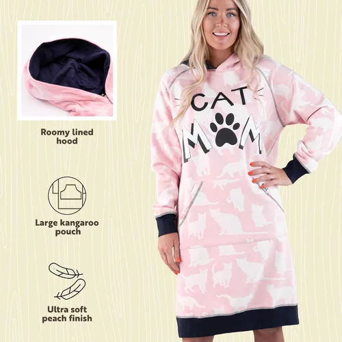 Vista 169 de Lazy One Sudadera con capucha de gran tamaño, ropa de dormir cómoda, vestido de suéter para mujer