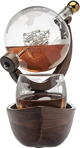Vista 3 de Godinger Juego de decantador de whisky con 2 vasos de whisky World - para licor, whisky, bourbon, vodka - 28.7 fl oz