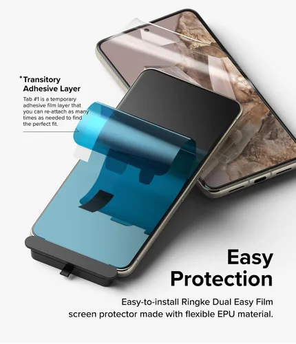Vista 3 de Ringke Película doble fácil [protección de 4 capas] compatible con Google Pixel 8 Pro, revestimiento de reparación autocurable, cobertura completa