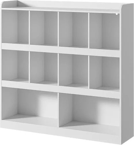 Vista 8 de Cozy Castle Estantería abierta de 3 niveles, estantería horizontal de 10 cubos, organizador de almacenamiento con dispositivo anti-inclinación
