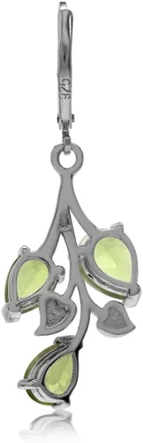 Vista 4 de Silvershake Pear Shape Gemstones 925 Sterling Silver Leaf Leverback Drop Dangle Earrings Jewelry for Women Anniversary Birthday Gift
