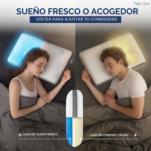 Vista 2 de Almohada de espuma viscoelástica Perfect Cloud, diseño refrescante, loft ajustable Dual Temperature Pillow With Breathable Design For Back, Side &