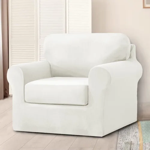 Vista 30 de 3 piezas de fundas de terciopelo de alta elasticidad para sofá de 1 cojín, fundas lavables para sofá con cordón antideslizante en la parte inferior