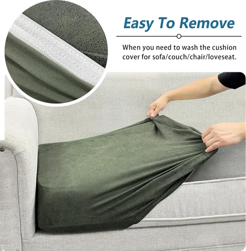 Vista 6 de Funda de cojín para sofá con aspecto de cuero, 1 unidad, elástica, para sala de estar, funda de cojín individual para sofá, protector de asiento