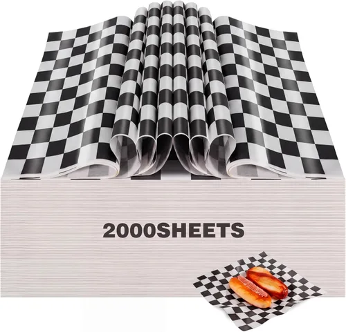 Vista 8 de Colarr 1000 hojas de papel encerado a granel de 15 x 15 pulgadas, papel grande para envolver sándwiches a cuadros, para hamburguesas, pan, Negro