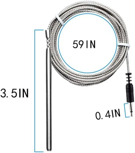 Vista 2 de Inkbird Sonda de horno inoxidable de 59 pulgadas de repuesto para termómetro de parrilla de carne IBT-4XS/IBT-6XS, una sonda de horno