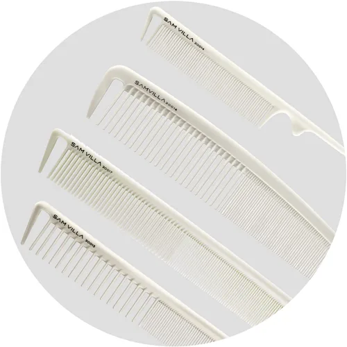Vista 4 de Sam Villa Signature Series - Juego de 8 peines profesionales para cortar y separar el cabello con estuche