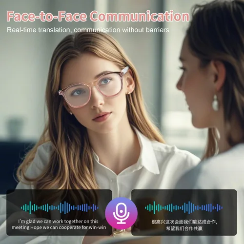 Vista 5 de GenXenon Gafas Inteligentes AI con Traducción en Tiempo Real, Bluetooth 5.3 Inalámbrico, Interpretación Simultánea Inteligente para Más de 160