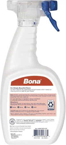 Vista 3 de Bona Spray Limpiador para Pisos de Madera Dura - 32 fl oz - Aroma a Madera de Cedro - Recargable - Solución de Limpieza Sin Residuos para Pisos