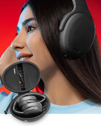 Vista 6 de Funda de transporte rígida para viajes compatible con auriculares Skullcandy Crusher sobre la oreja. (Solo la funda, no incluye el dispositivo)