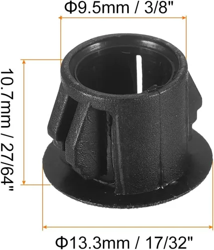 Vista 2 de uxcell Tapones de agujero de plástico de 3/8 pulgadas, 110 piezas de panel de tipo empotrado, cierre a presión, tapones de bloqueo para muebles Negro