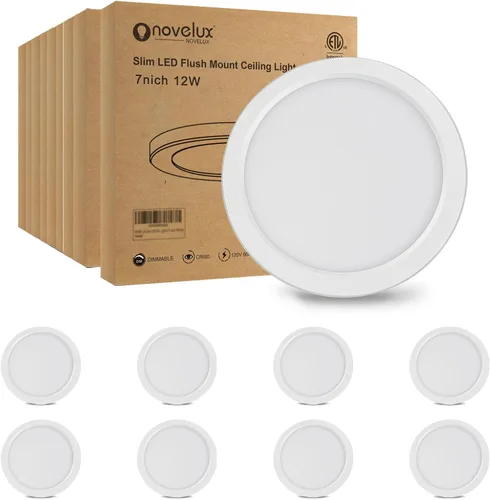 Vista 12 de Luces de Techo de 7 Pulgadas Montaje al Ras Ultra Delgadas 0.63'' de Grosor Redondas Planas Lámparas de Techo 5000K Luz de Día LED Luz de Techo