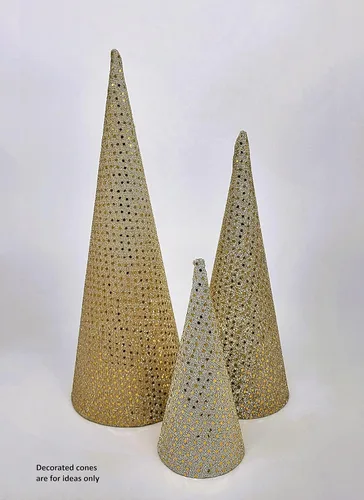 Vista 5 de Paper Mache Cone - Paquete variado de 3 unidades, 13.75 x 5, 10.63 x 4, 7 x 3 pulgadas.